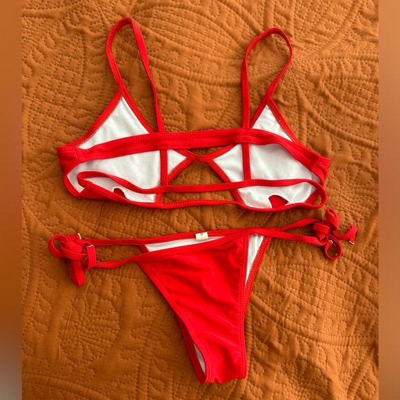 Red Cut Out Bikini - Picture 3 of 4